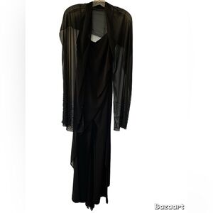 Niki By Niki Livas Womens Jumpsuit W/sheer Overlay Black. Size Tag Miss PTP 16”